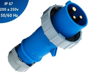 ENCHUFE 16A 2P+T 250V AZUL 6H IP67 MENNEKES