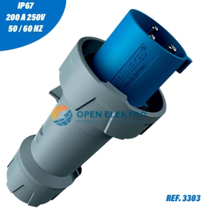 ENCHUFE 63AMP 2P+T 250V AZUL 6H POWERTOP PLUS IP67 MENNEKES