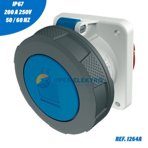 TOMACORRIENTE EMPOTRABLE 63A 2P+T 250V AZUL 6H IP67 MENNEKES