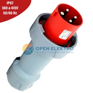 ENCHUFE 63A 3P+T 415V ROJO 6H POWERTOP PLUS IP67 MENNEKES