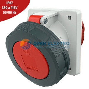 TOMACORRIENTE EMPOTRABLE 63A 3P+T 415V ROJO 6H IP67 MENNEKES